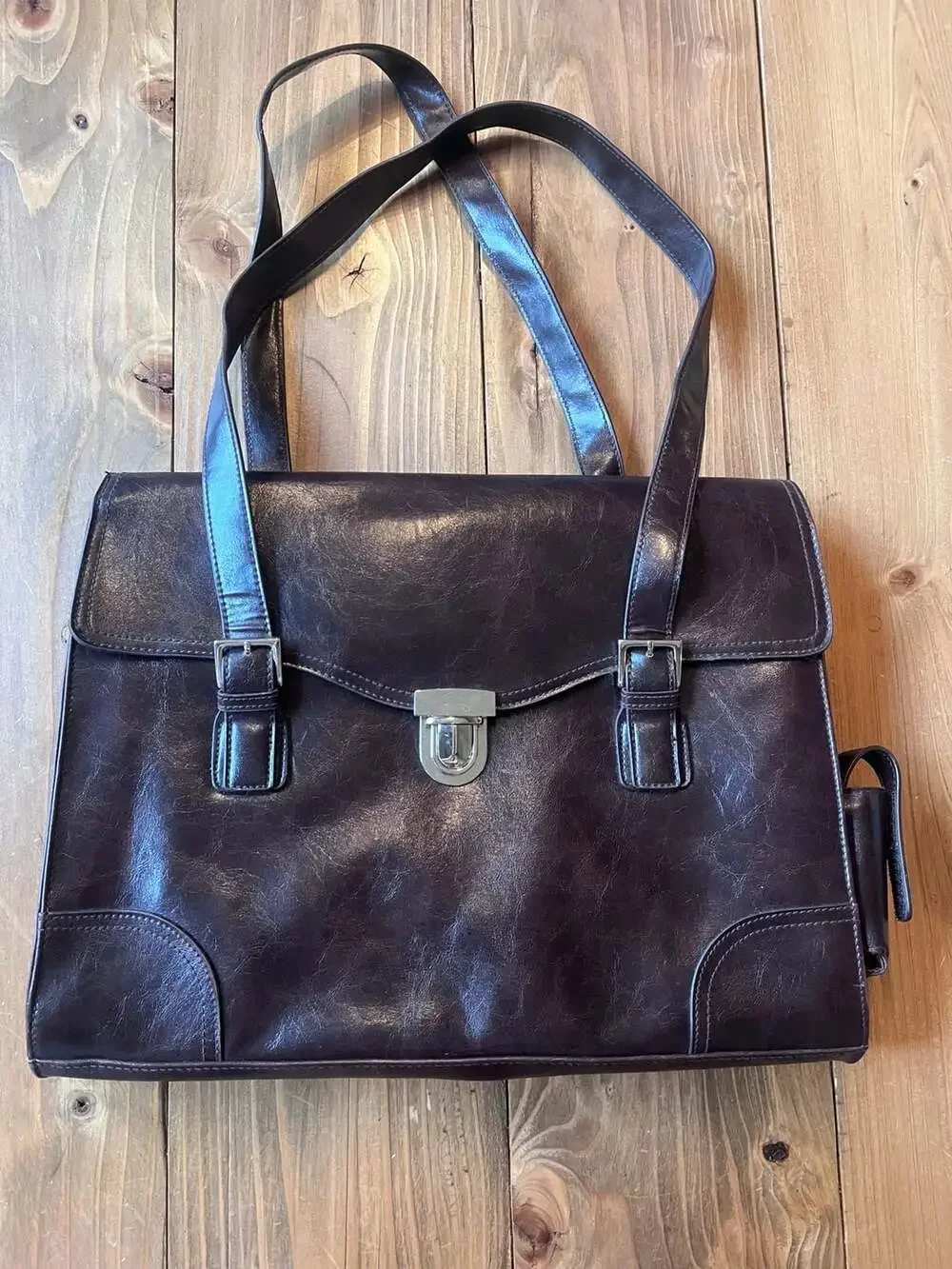 Worthington Dark Brown Faux Leather Structured Work Tote Laptop Bag